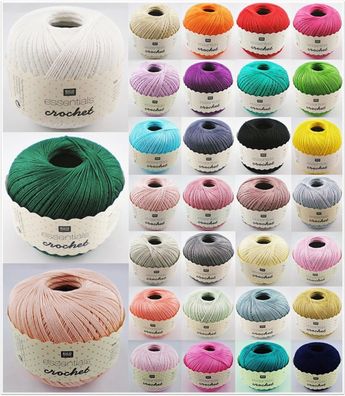 50g Rico Essentials Crochet Filethäkelgarn Baumwolle zum Häkeln GP 59,80€/1kg