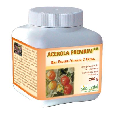 Acerola Premium Plus, 200 g Fruchtpulver - Vitagenial by Biogenial