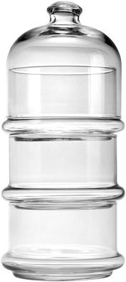 Pasabahce Patisserie Basic Set 3 stapelbare Behälter mit Kuppel, Glas, Transparent