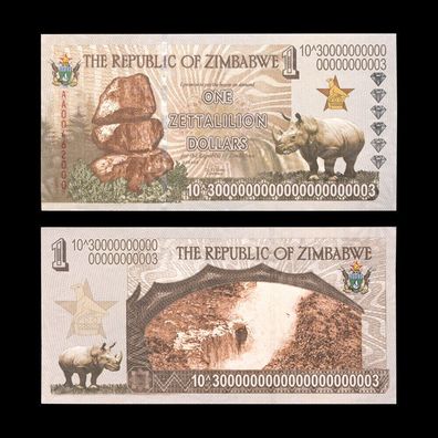 One Zettalilion Dollars Banknote Zimbabwe Bankfrisch unzirkuliert(Zimb102)