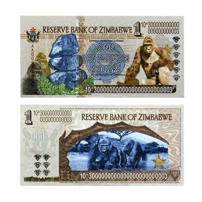 One Yottalilion Dollar Banknote Zimbabwe Bankfrisch unzirkuliert(Zimb104)