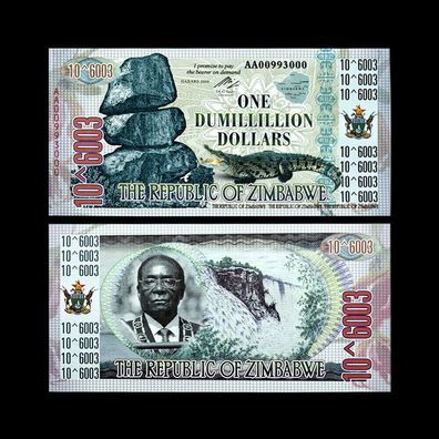 One Dumillillion Dollars Banknote Zimbabwe Bankfrisch unzirkuliert(Zimb107)