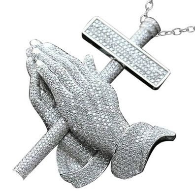 Schöne betende Hände Unisex Halskette versilbert peppigen Design(BHK1000)
