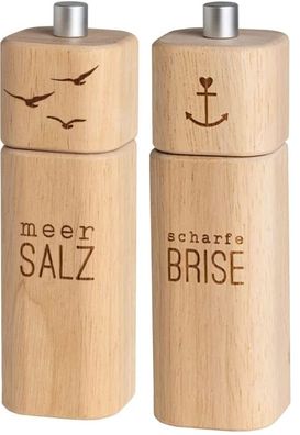 Salzmühle "Meer Salz" + Pfeffermühle "scharfe Brise" Set - Räder Design