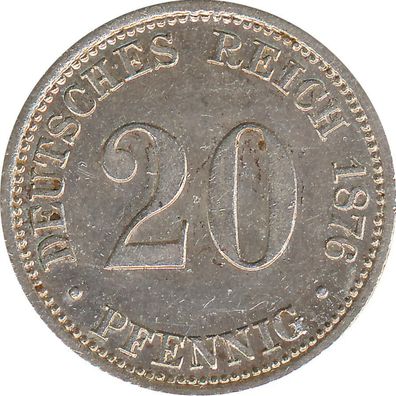 Deutsches Reich 20 Pfennig 1876 B Silber*