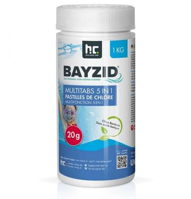 1 kg BAYZID® Multitabs 20g 5in1 für Pools Chlor Tabletten