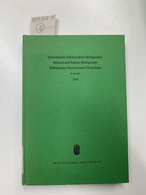 Internationale Volkskundlichen Bibliographie Jahrgänge 1987 bis 1994