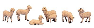 6 Schafe Set Weiss 4 cm - 6,5 cm hoch Figuren zur Dekoration