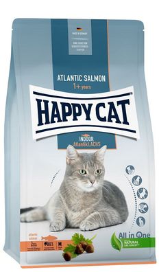 Happy Cat? Indoor Adult Atlantik Lachs - ausgewachsene Katzen und Kater - 4 kg ? ...