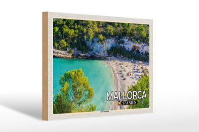 Holzschild Reise 30x20 cm Mallorca Spanien Cala Llombards Bucht wooden sign