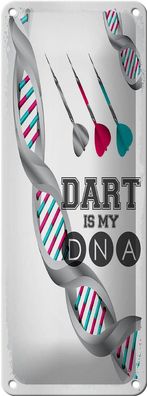 Blechschild Spruch Sportart Dart is my DNA 10x27 cm Geschenk Schild tin sign