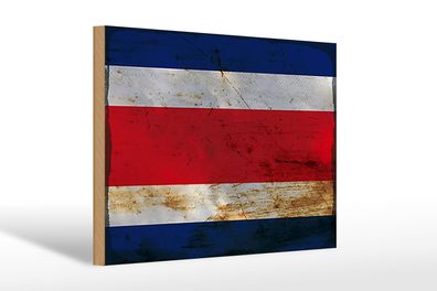 Holzschild Flagge Costa Rica 30x20 cm Costa Rica Rost Deko Schild wooden sign
