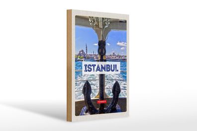 Holzschild Reise 20x30 cm Istanbul Turkey Anker Meer Geschenk Schild wooden sign