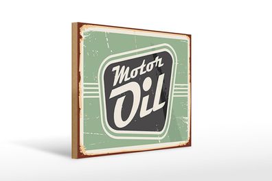 Holzschild Retro 40x30 cm Motor oil Motoröl Auto Geschenk Schild wooden sign