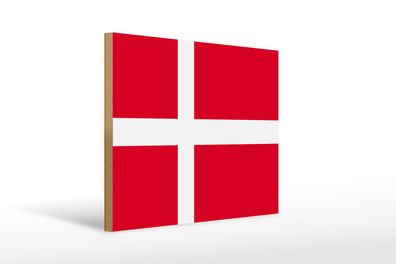 Holzschild Flagge Dänemarks 40x30 cm Flag of Denmark Deko Schild wooden sign