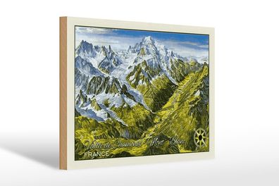 Holzschild France 30x20 cm Vallee de Chamonix Mont Blanc Deko Schild wooden sign
