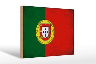 Holzschild Flagge Portugal 30x20cm Flag Portugal Vintage Deko Schild wooden sign