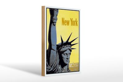 Holzschild Retro 20x30 cm New York Statue of Liberty Deko Schild wooden sign