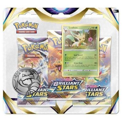 Pokémon - Sword & Shield Brilliant Stars 3-Pack Blister - Leafeon englisch cards - EN