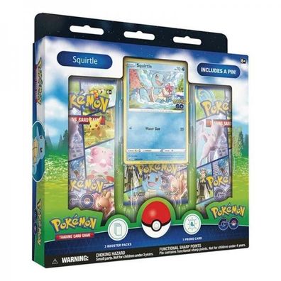 Pokémon GO: Pin Box Squirtle - english trading cards - 3 Pokemon Boosterpacks