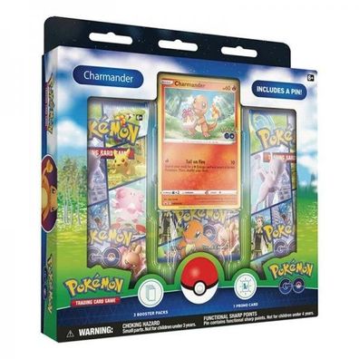 Pokémon GO: Pin Box Charmander - english trading cards - 3 Pokemon Boosterpacks