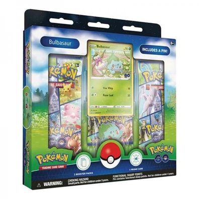 Pokémon GO: Pin Box Bulbasaur - english trading cards - 3 Pokemon Boosterpacks