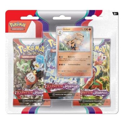 Pokémon Sammelkarte Karmesin & Purpur - Arkani - 3 Booster Packs Deutsch