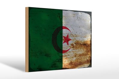 Holzschild Flagge Algerien 30x20 cm Flag Algeria Rost Deko Schild wooden sign
