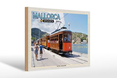 Holzschild Reise 30x20cm Mallorca Spanien Insel-Tram-Tranvia Schild wooden sign
