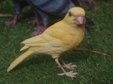 Deko Figur Kanarienvogel lebensecht Gartenfigur Vogel wetterfest HOTANT Neuheit