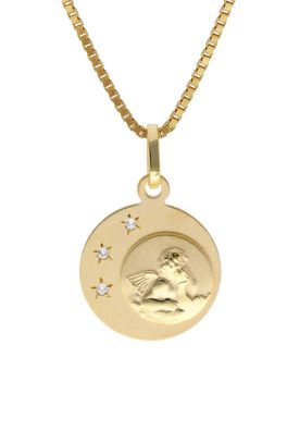trendor Schmuck Kinder-Anhänger Amor Gold 333 mit vergoldeter Silber-Halskette 15588
