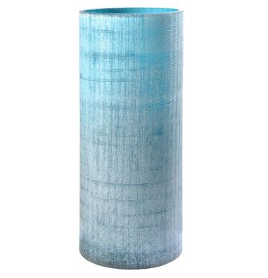 Hohe Blumenvase blau Vintage-Optik strukturiertes Glas mundgeblasen 35cm