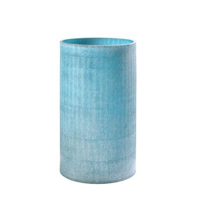 Blumenvase blau Vintage-Optik strukturiertes Glas mundgeblasen 14,5x25,5cm