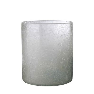 Teelichthalter aus Crush Glas groß grau mit Farbverlauf