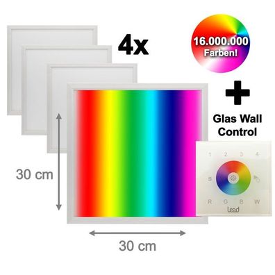 4x RGB LED Einbau Panel 30x30cm PDC30 + Touch Schalter