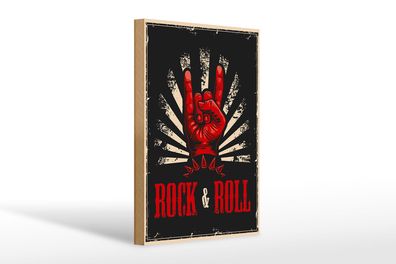 Holzschild Retro 20x30 cm Rock &amp; Roll Musik Holz Deko Schild wooden sign