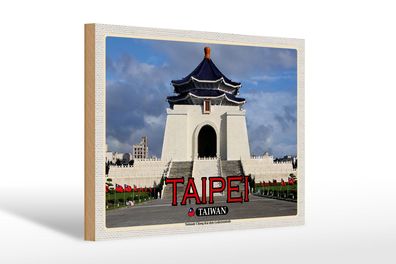 Holzschild Reise 30x20 cm Taipei Taiwan Nationale Chiang-Kai-shek wooden sign