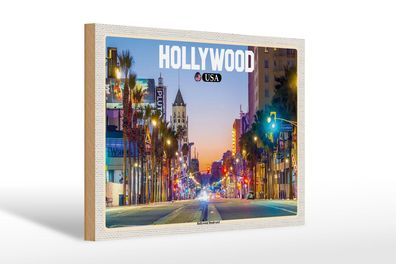 Holzschild Reise 30x20 cm Hollywood USA Hollywood Boulevard Deko wooden sign