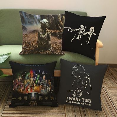 2er Set Star Wars Merch Kissenbezüge Yoda Darth Vader Kissenhülle Dekokissen für Sofa