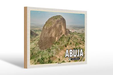 Holzschild Reise 30x20 cm Abuja Nigeria Zuma Rock Felsformation wooden sign