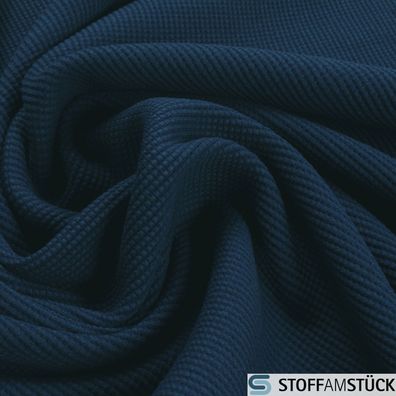 Stoff Baumwolle Elastan Waffel Jersey marine Waffelstrick elastisch dunkelblau