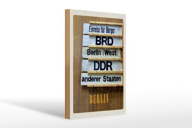 Holzschild Reise 20x30 cm Berlin DE BRD DDR West Bild Schild wooden sign