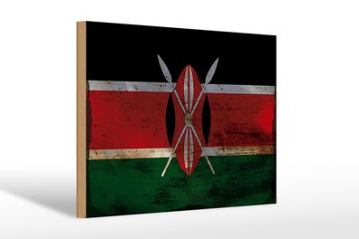 Holzschild Flagge Kenia 30x20 cm Flag of Kenya Rost Deko Schild wooden sign