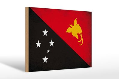 Holzschild Flagge Papua Neuguinea 30x20cm Guinea Vintage Deko Schild wooden sign