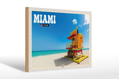 Holzschild Reise 30x20 cm Miami USA Strand Meer Urlaub Deko Schild wooden sign