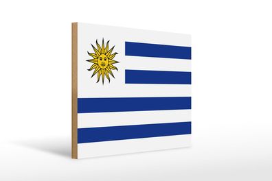 Holzschild Flagge Uruguays 40x30 cm Flag of Uruguay Holz Deko Schild wooden sign