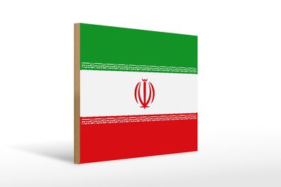 Holzschild Flagge Iran 40x30 cm Flag of iran Geschenk Deko Schild wooden sign