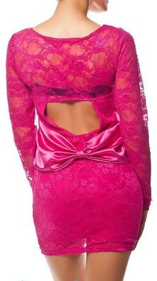 SeXy MiSS Damen Mini Kleid Edel Spitze Dress Satin Schleife 34/36/38 pink Top