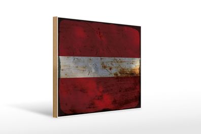 Holzschild Flagge Lettland 40x30 cm Flag of Latvia Rost Deko Schild wooden sign