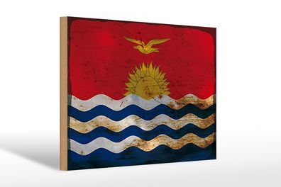 Holzschild Flagge Kiribati 30x20cm Flag of Kiribati Rost Deko Schild wooden sign